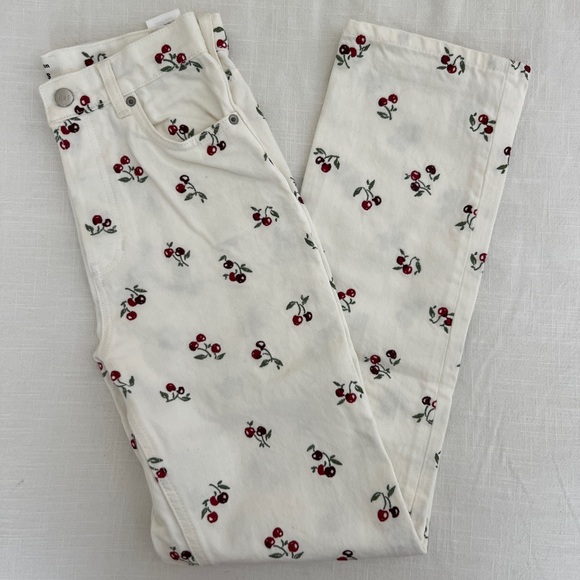 Reformation Cherries Embroidered High Rise Straight Jeans - Picture 1 of 2